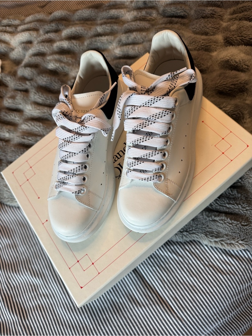 Alexander McQueen White Sneakers with Black Heel Detail